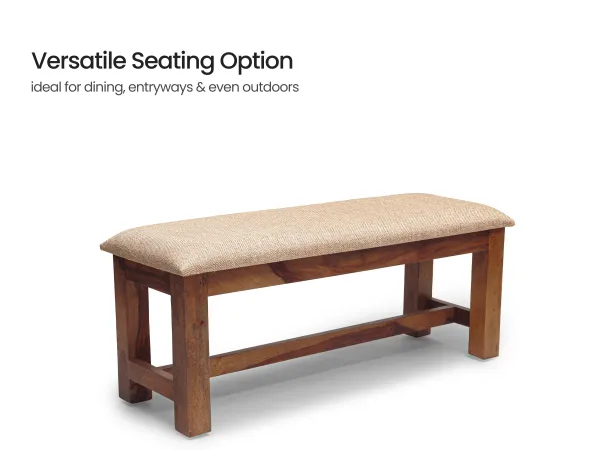 Alexa Solid Wood Bench with Cushioned Top